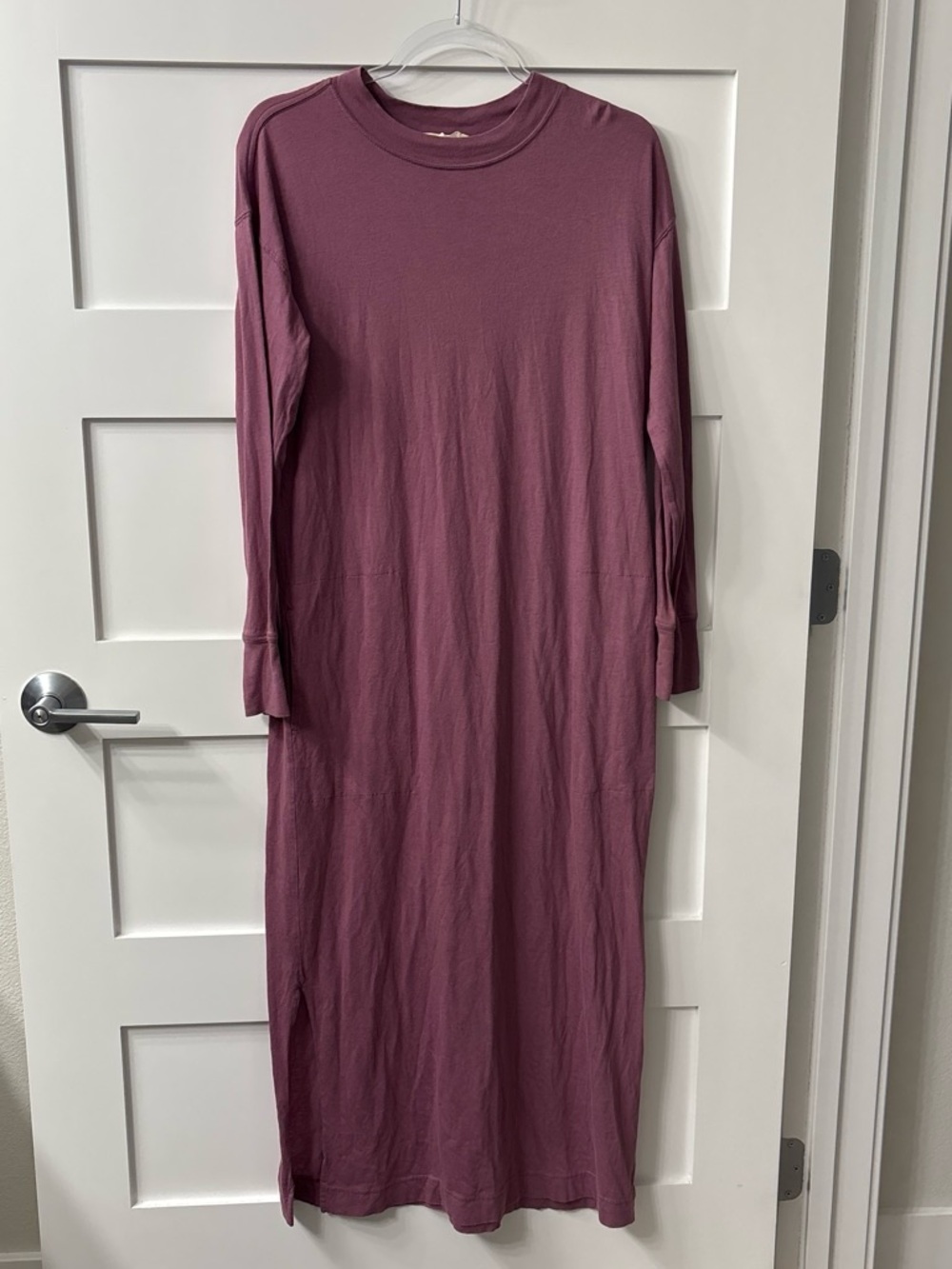 Free People Beach Cotton Long Sleeve Mauve Maxi Dress